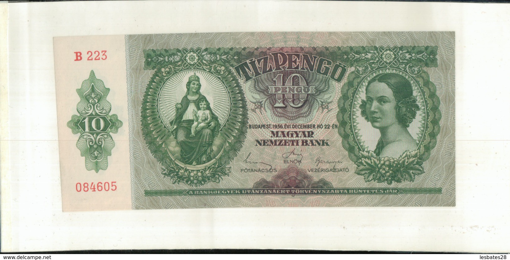 Billet  HONGRIE 10 PENGO   Banque Budapest 1936     (Mai 2020  015) - Hungary