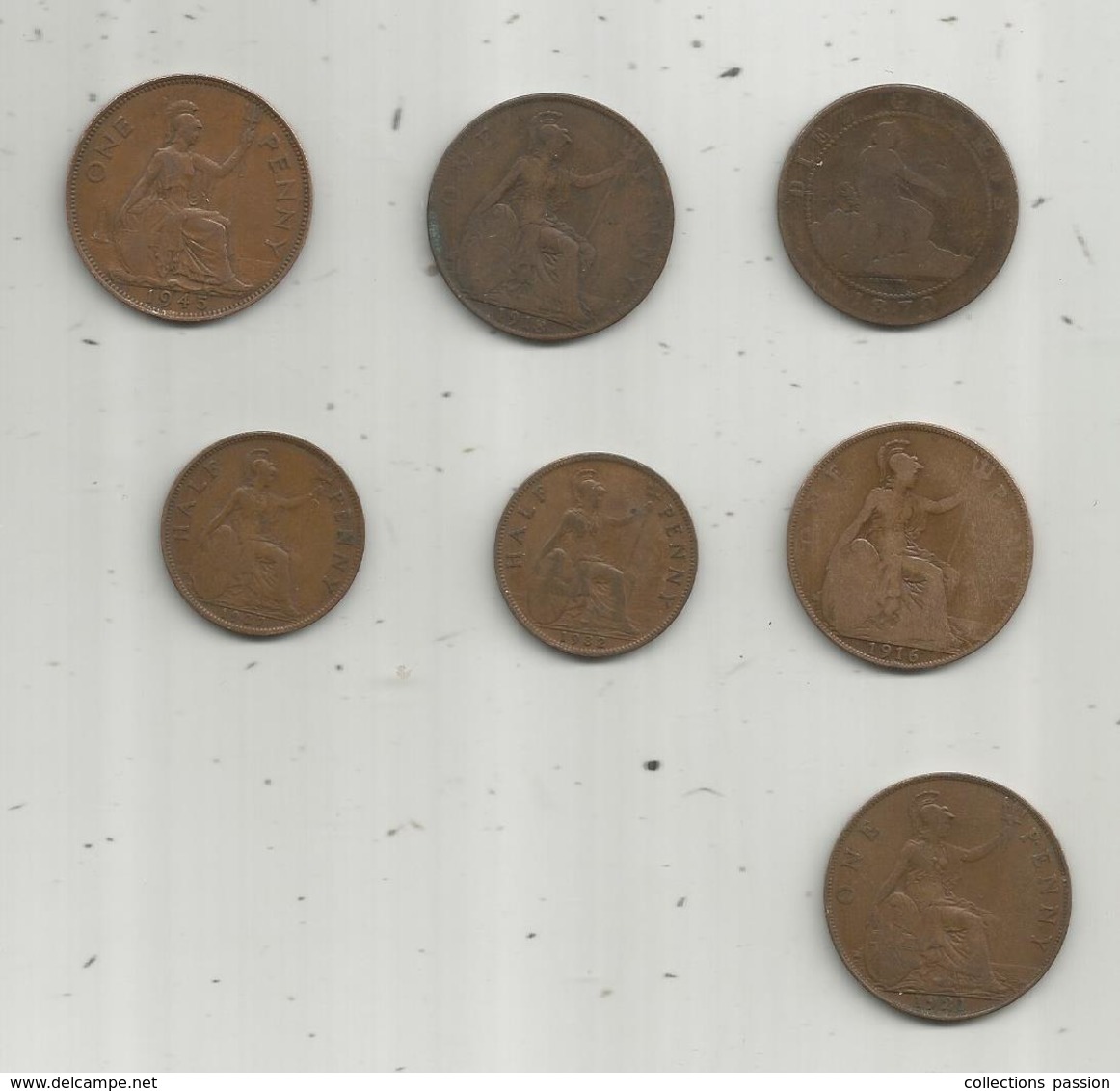 Monnaie, GRANDE BRETAGNE , LOT DE 7 MONNAIES  , 2 Scans, Frais Fr 3.20 E - Kilowaar - Munten