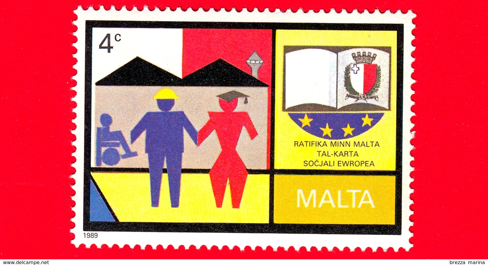 Nuovo - MNH - MALTA - 1989 - Ratifica Da Parte Di Malta Della Carta Sociale Europea - Lavoratori E Figure  - 4 C - Malta