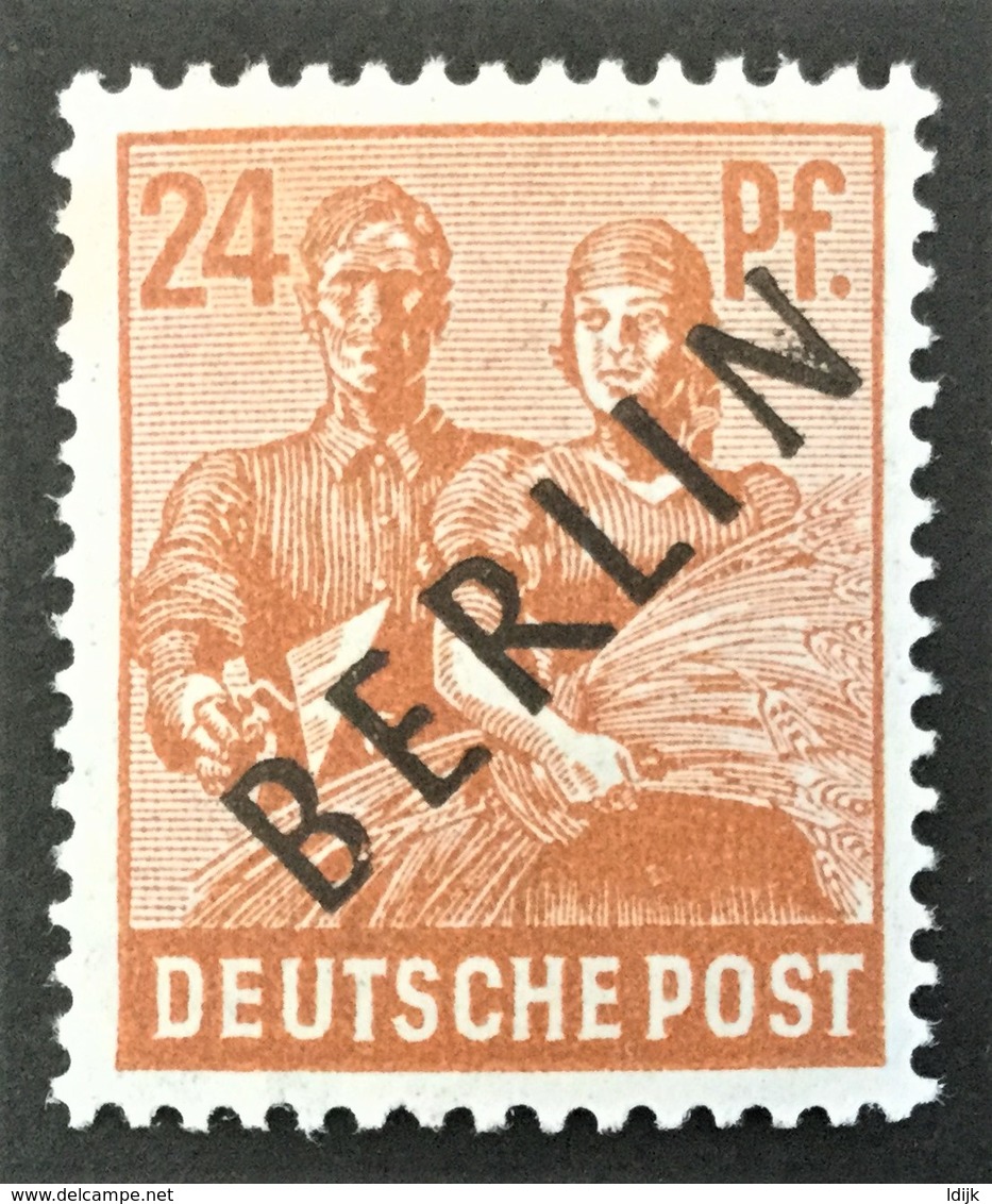 1948 Abart IX ( Unterer Bogen Des ,,B" Ausgebrochen )  Kontrollratsausgabe Mit Auffdruck BERLIN Mi.9 IX**) - Ongebruikt