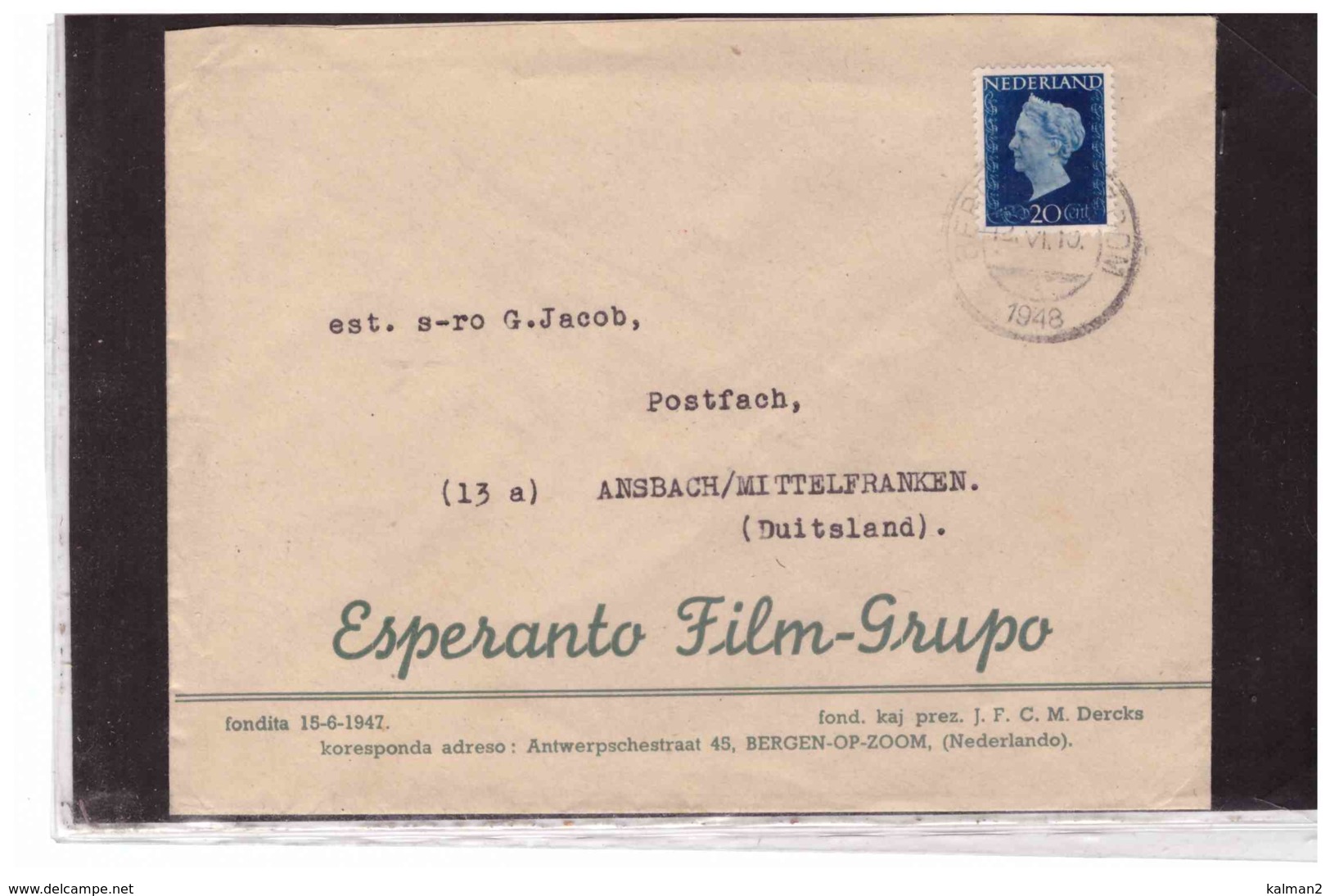 TEM11179  -    COVER WITH INTERESTING POSTAGE  " ESPERANTO FILM-GRUPO " - Marcophilie