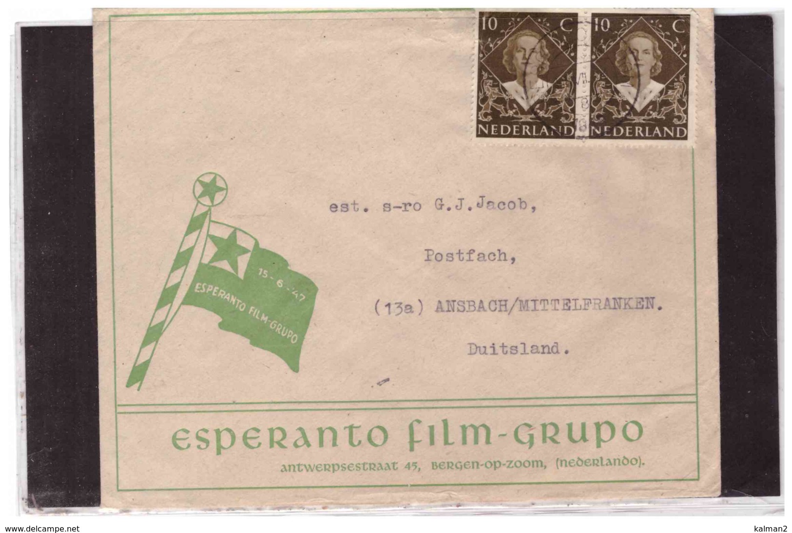 TEM11095  -   BERGEN-OP-ZOOM    /    COVER WITH INTERESTING POSTAGE   (   ESPERANTO FILM-GRUPO ) - Marcophilie