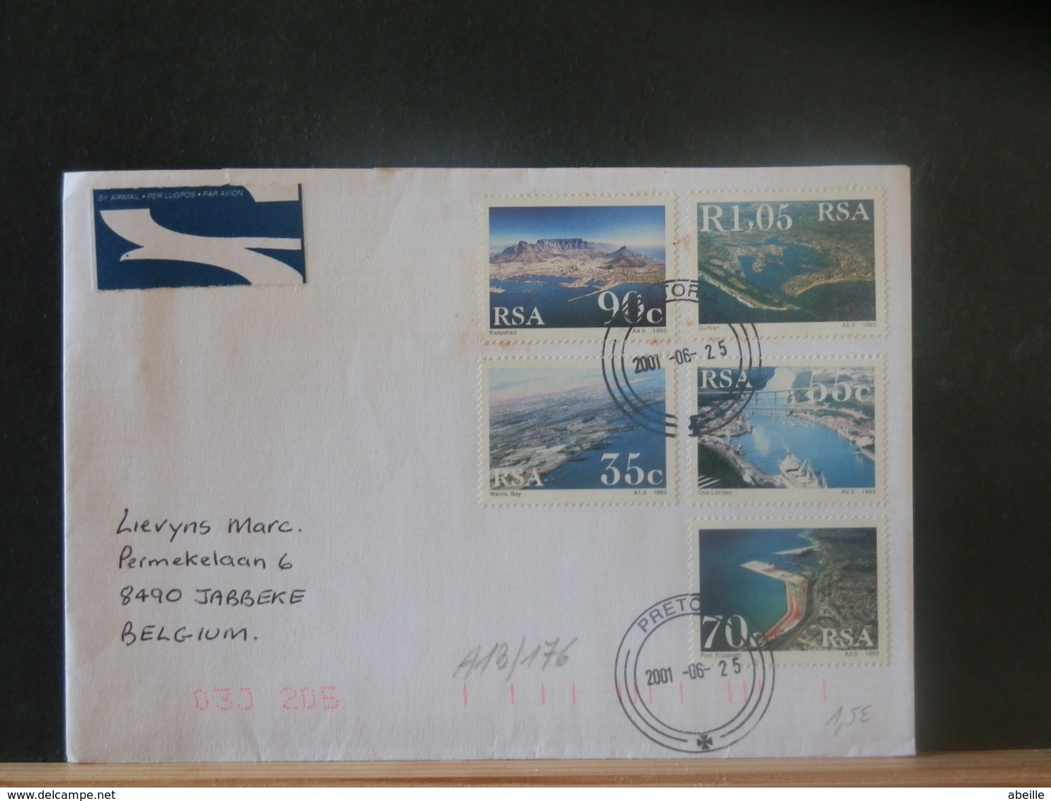 A13/175  LETTRE AFRIQUE DU SUD POUR LA BELG 2006 - Storia Postale