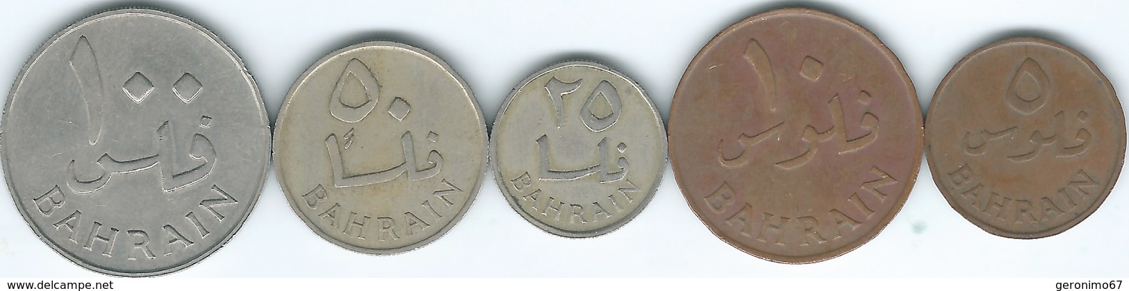 Bahrain - 1965 - 5, 10, 25, 50 & 100 Fils (KMs 2-6) - Bahrein