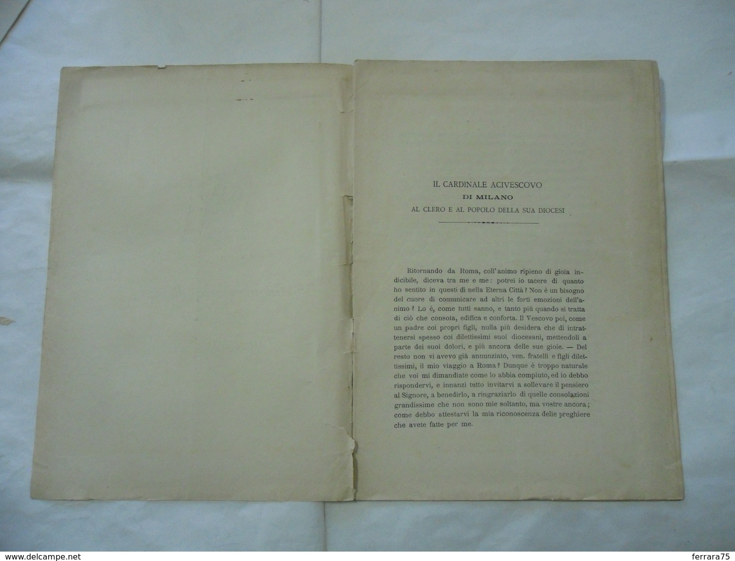 IL CARDINALE RITORNANDO DA ROMA  DIOCESI DI MILANO 1902 COSTINA UN PO ROVINATA. - Religion