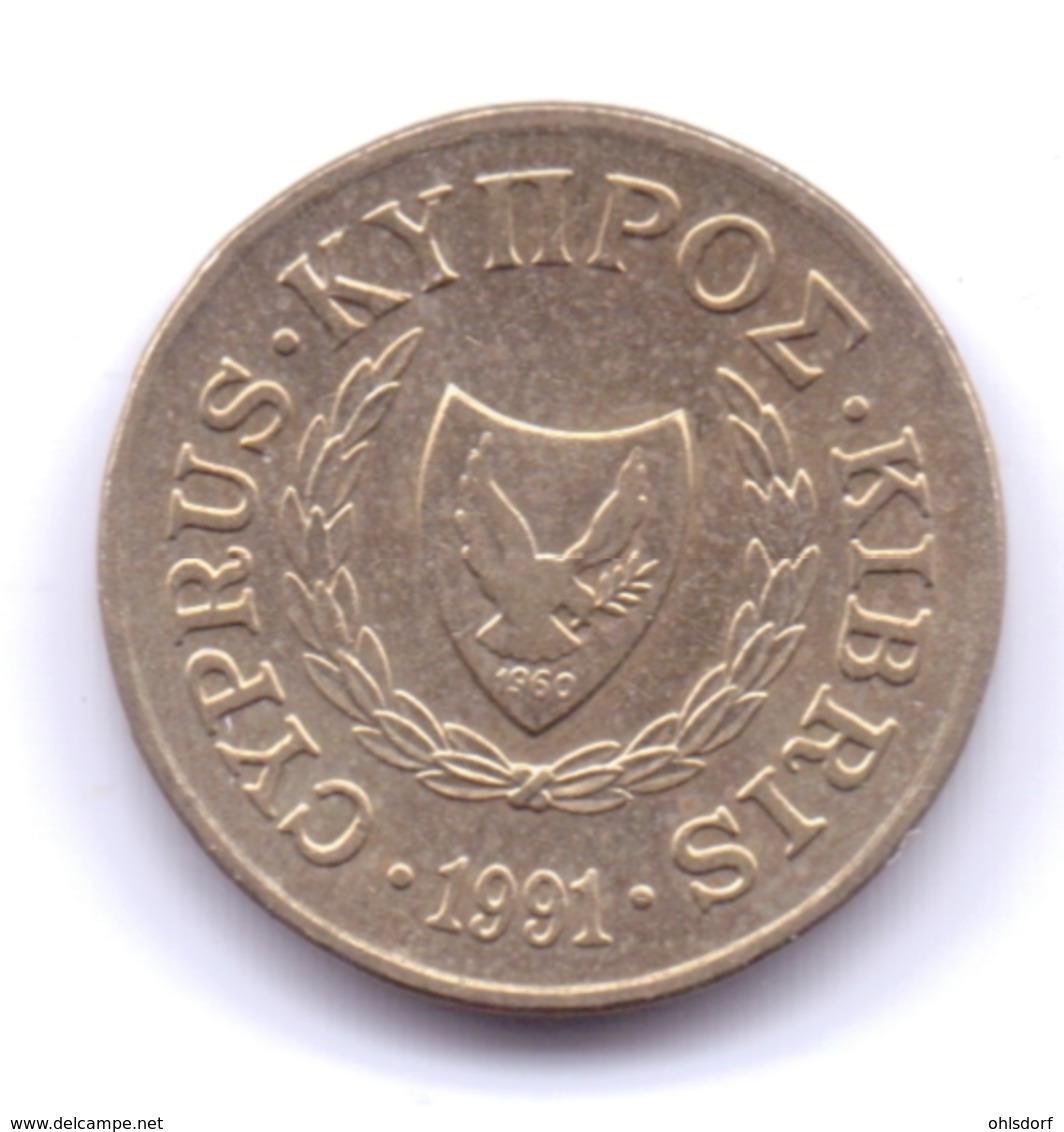 CYPRUS 1991: 2 Cents, KM 54.3 - Cyprus