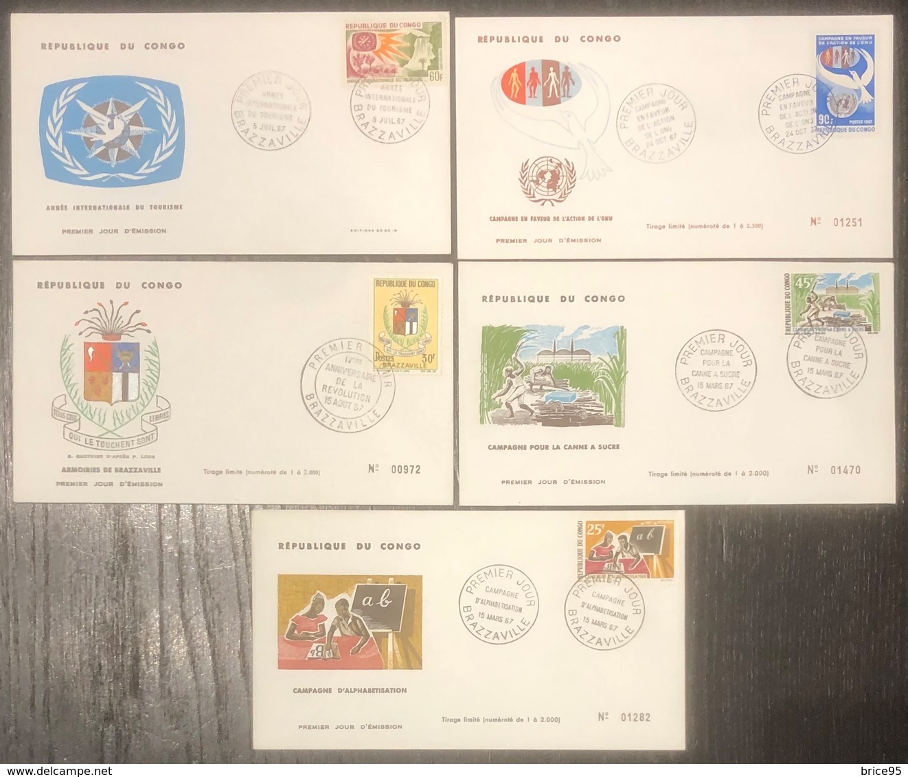 Congo - FDC - Premier Jour - Lot De 5 FDC - Thématique Divers - 1967 - FDC