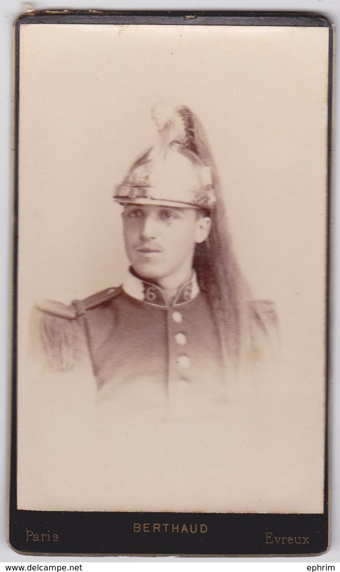 Photographie Portrait Militaire Berthaud Evreux Eure 6e Régiment De Dragons Uniforme - Krieg, Militär