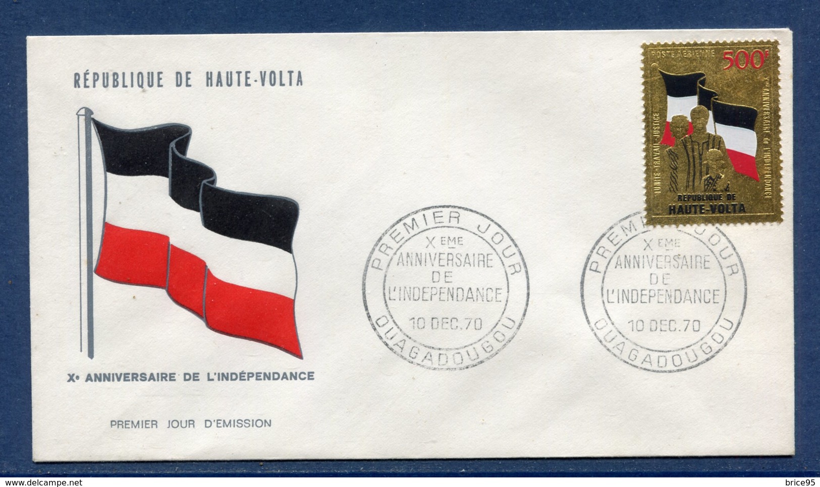 Haute Volta - FDC - Premier Jour - Timbre OR - Anniversaire De L'indépendance - 1970 - Alto Volta (1958-1984)