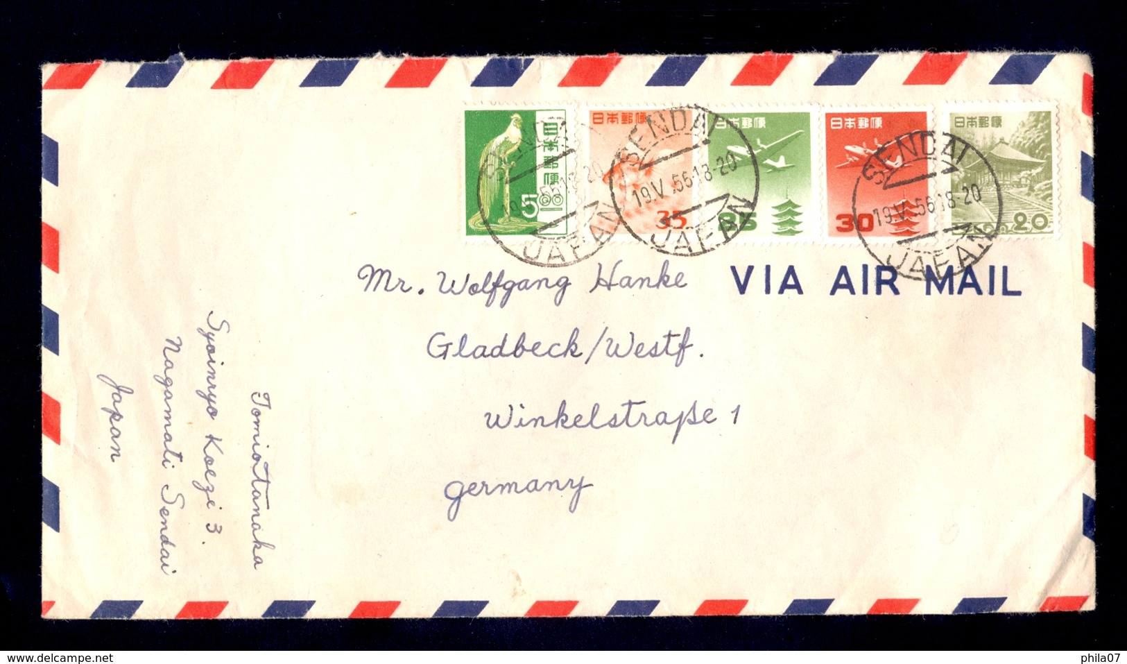 JAPAN - Airmail Cover, Nice Multicolored Franking, Sent From Japan To Germany 1956. - Airmail
