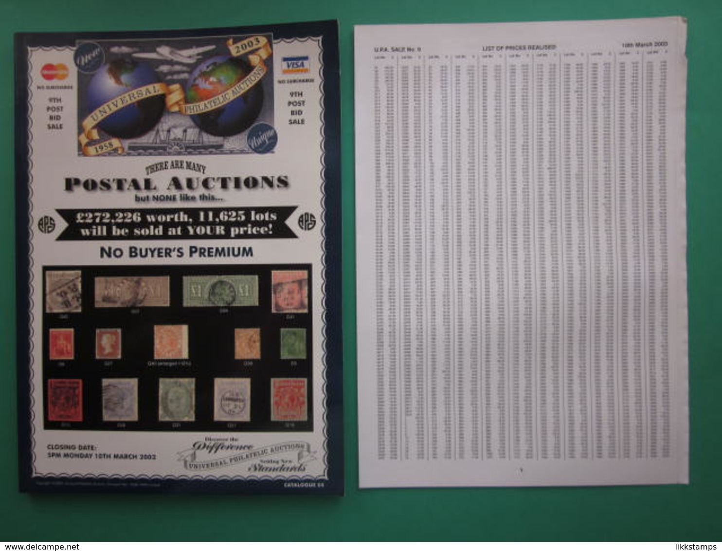 UNIVERSAL PHILATELIC AUCTIONS CATALOGUE FOR SALE NUMBER 9 MONDAY 10th MARCH 2003 #L0165 - Cataloghi Di Case D'aste