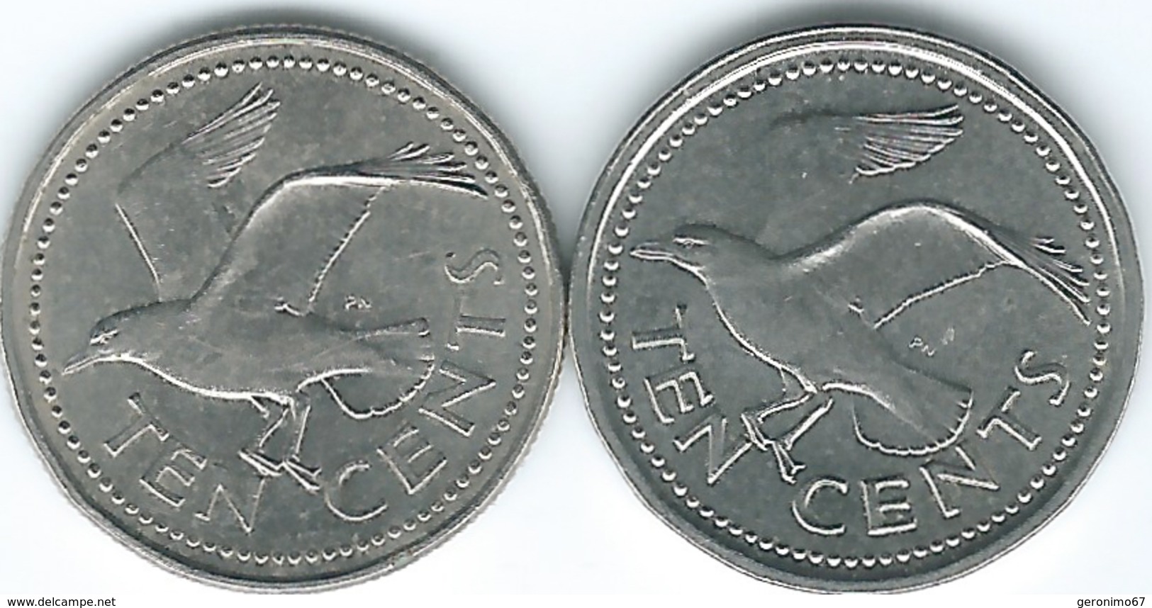 Barbados - Elizabeth II - 10 Cents - 1990 (KM12) & 2008 (KM12a) - Barbados (Barbuda)