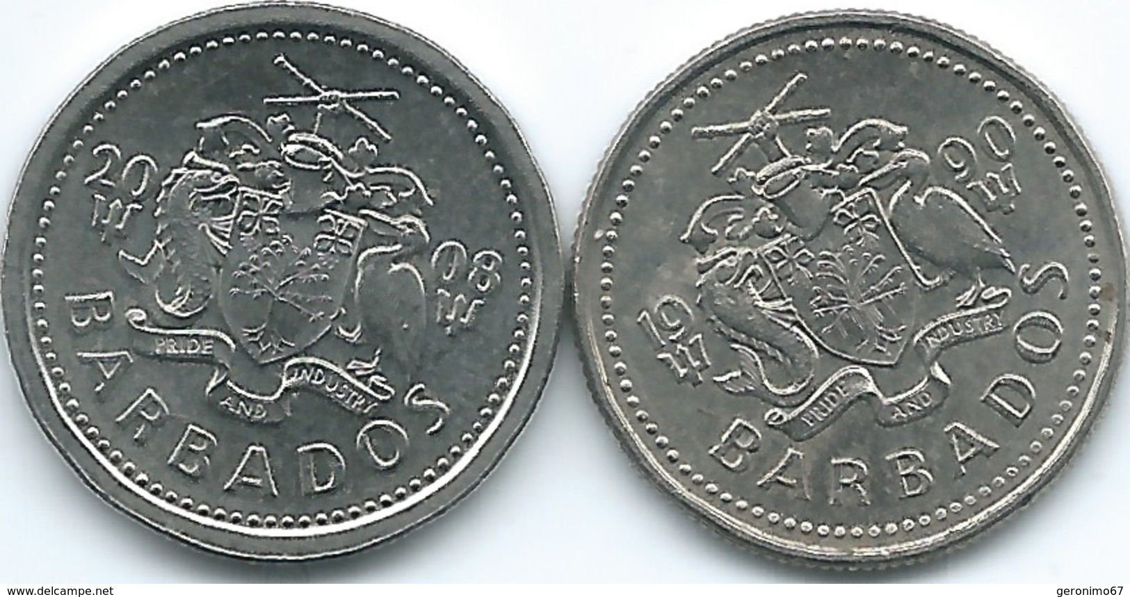 Barbados - Elizabeth II - 10 Cents - 1990 (KM12) & 2008 (KM12a) - Barbados (Barbuda)