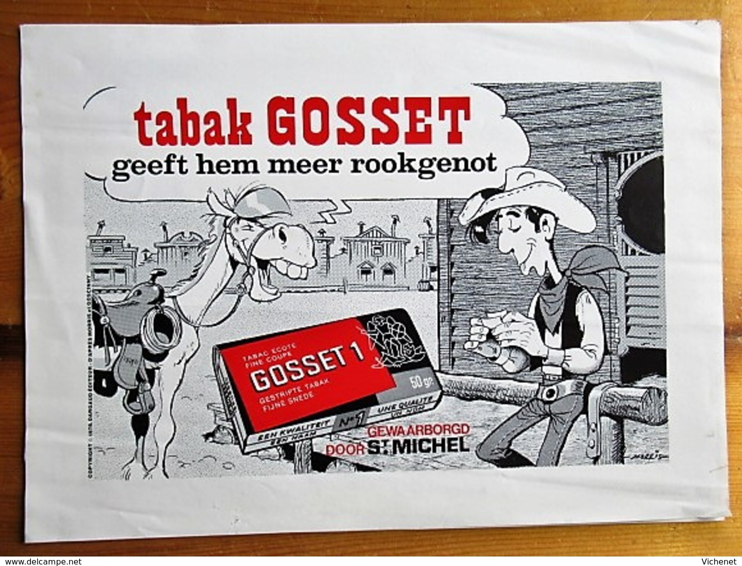 Gosset 1 (Tobacco) - Mini Poster - Lucky Luke - Morris - Rarissime - 300 X 210 Mm - Objets Publicitaires