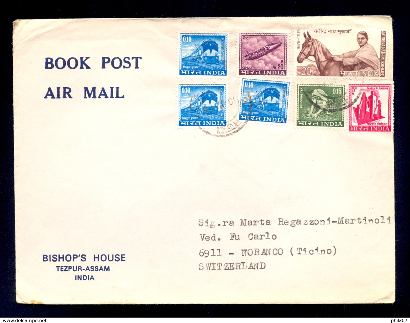 INDIA - Airmail Cover, Sent From India To Noranco (Switzerland). Nice Multicolored Franking. - Poste Aérienne