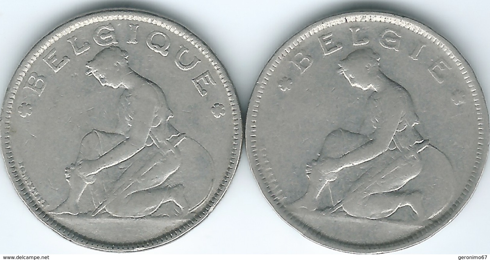 Belgium - Albert I - 2 Francs - 1923 - French (KM91.1) & Dutch (KM92) - 2 Franchi
