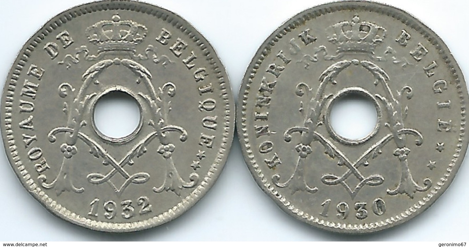 Belgium - Albert I - 5 Centimes - 1932 - French (KM93) & 1930 - Dutch (KM94) - 5 Cents