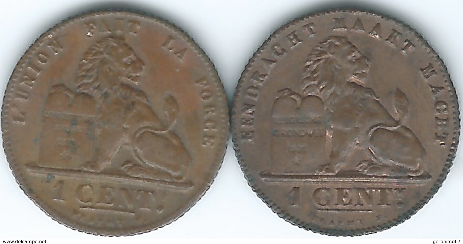 Belgium - Albert I - 1912 - 1 Centime - French (KM76) & Dutch (KM77) - 1 Cent