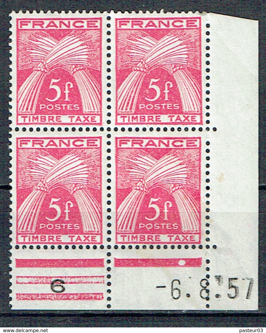 Taxe Gerbe 75 France 5 F. Rose Coin Daté Du 6-8-1957 - Unused Stamps