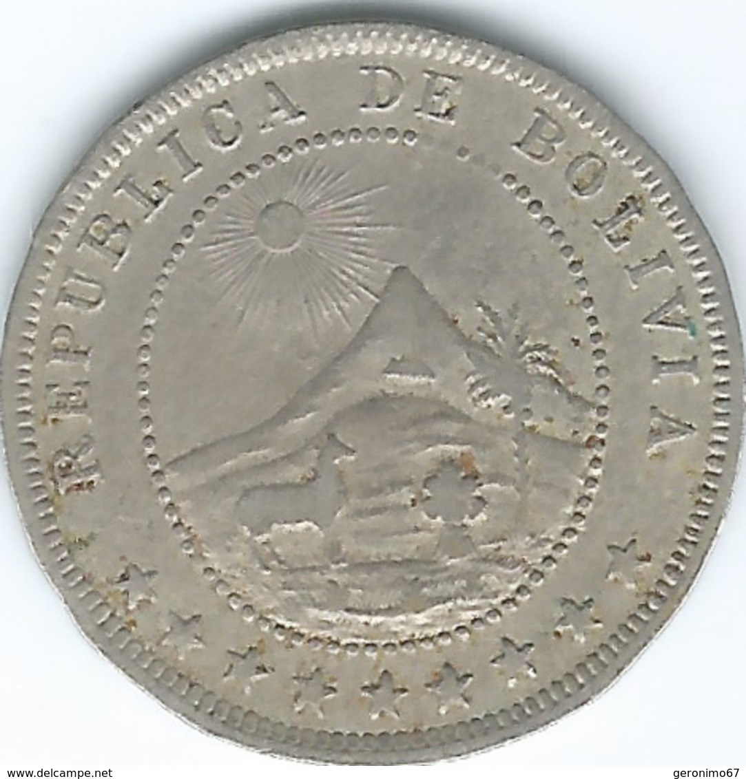 Bolivia - 5 Centavos - 1918 - KM173.1 - Medal Alignment - Scarce - Bolivia