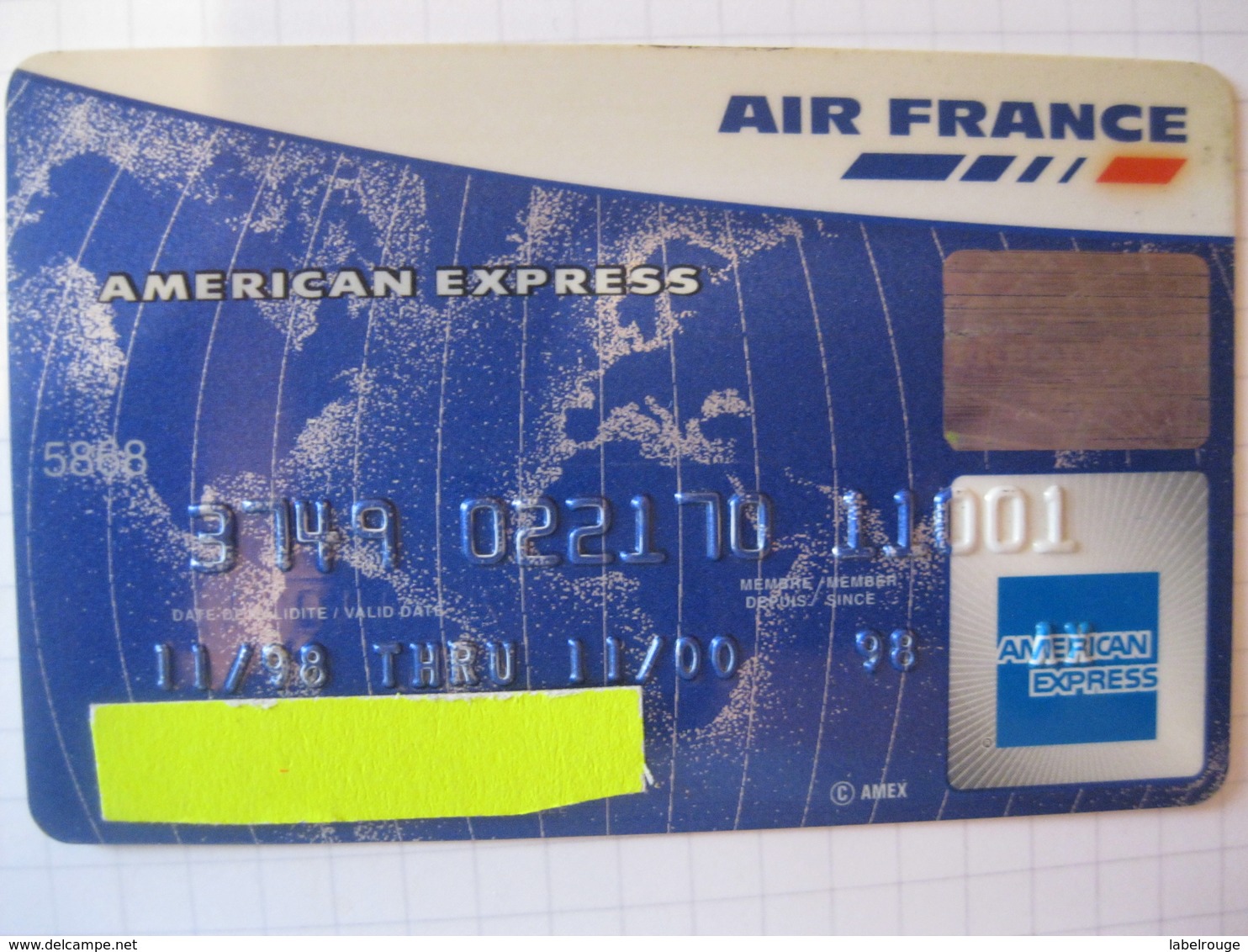 Télécarte American Express Air France "point Mile" - Credit Cards (Exp. Date Min. 10 Years)