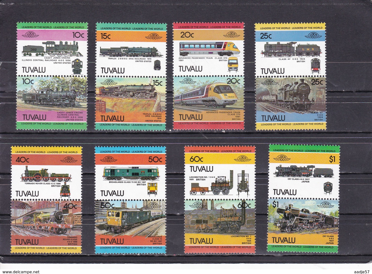 TUVALU - N° 228/243  (1984) Locomotives / Railways MNH** - Treni