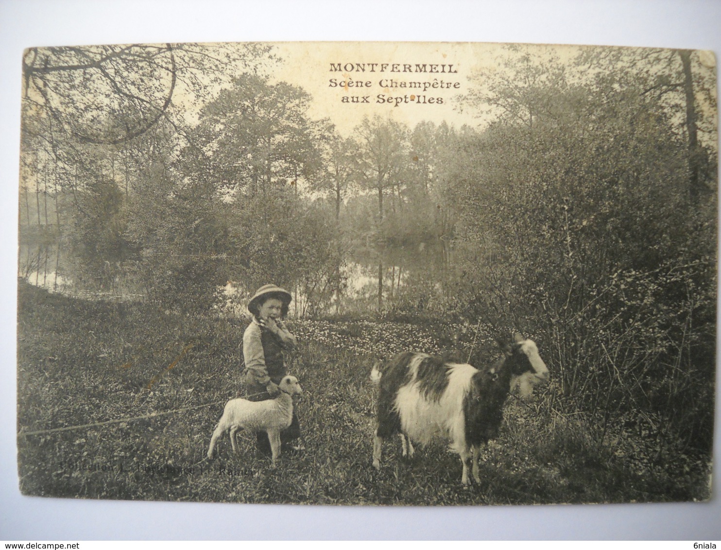 1255 93 MONTFERMEIL Scène Champêtre Aux Sept Iles, Petit Chevrier, Chèvre, Chevreau, étang - Montfermeil