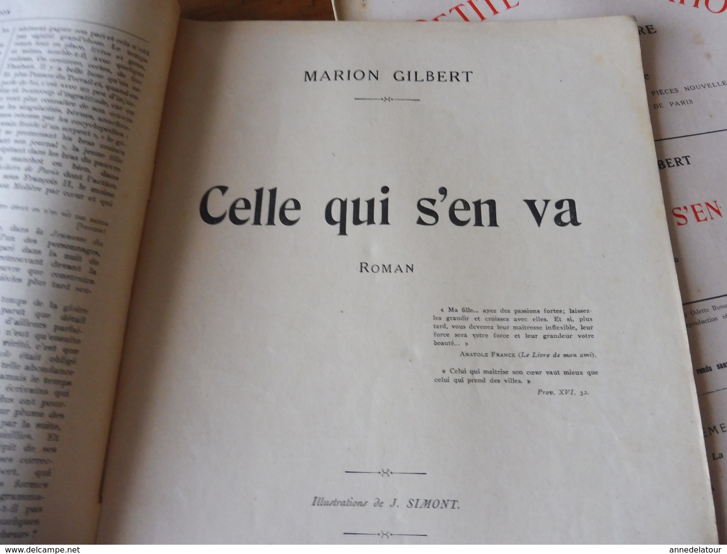 CELLE QUI S'EN VA , Par Marion Gilbert (roman)  - Illustrations De  J. SIMONT  (année 1921) - Otros & Sin Clasificación