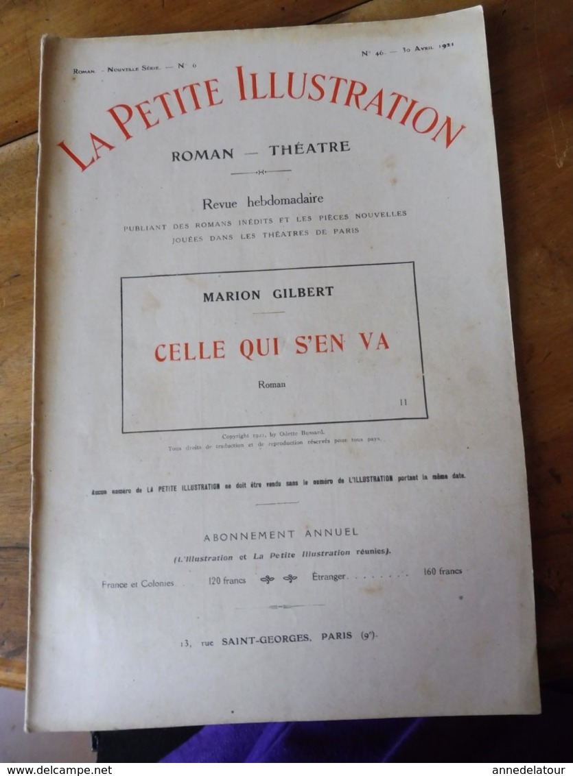 CELLE QUI S'EN VA , par Marion Gilbert (roman)  - illustrations de  J. SIMONT  (année 1921)