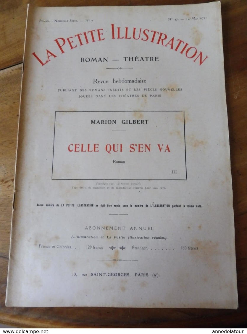 CELLE QUI S'EN VA , par Marion Gilbert (roman)  - illustrations de  J. SIMONT  (année 1921)