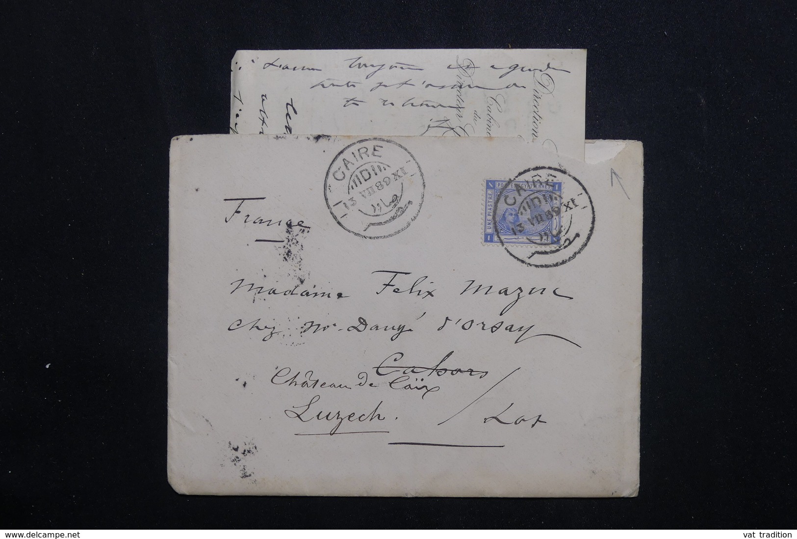 EGYPTE - Enveloppe +contenu Du Caire Pour La France En 1889, Affranchissement Plaisant -  L 62052 - 1866-1914 Ägypten Khediva