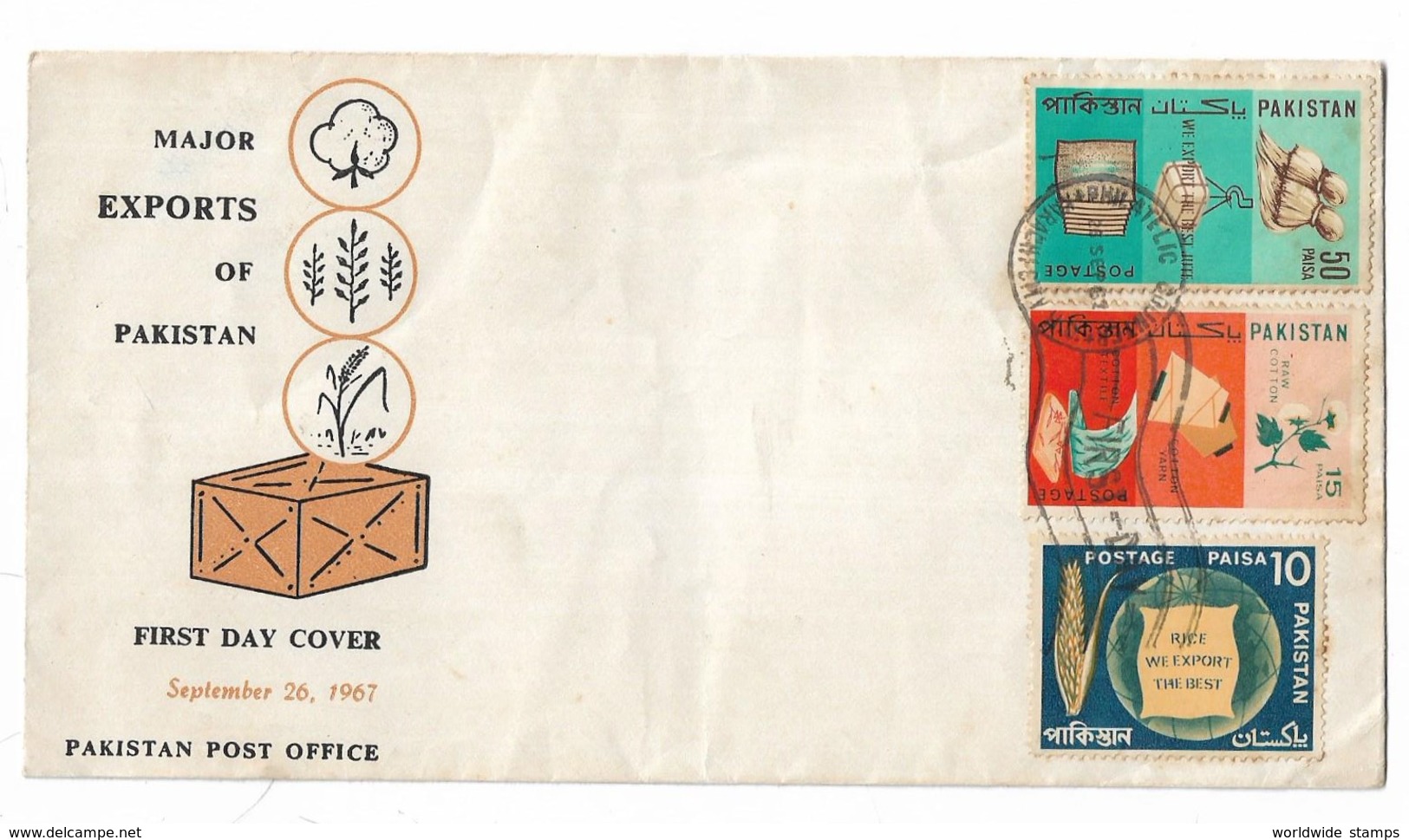 Pakistan 1967 FDC Major Export Products. Rice, Cotton, Jute, Cloth, - Pakistan