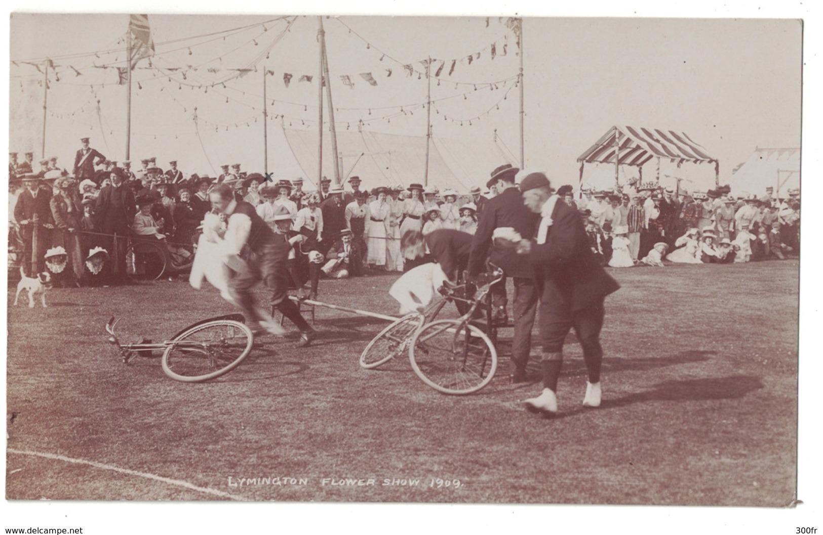 POST CARD LYMINGTON HAMPSHIRE FLOWER SHOW 1909  Animation Mens Bicycle - Other & Unclassified