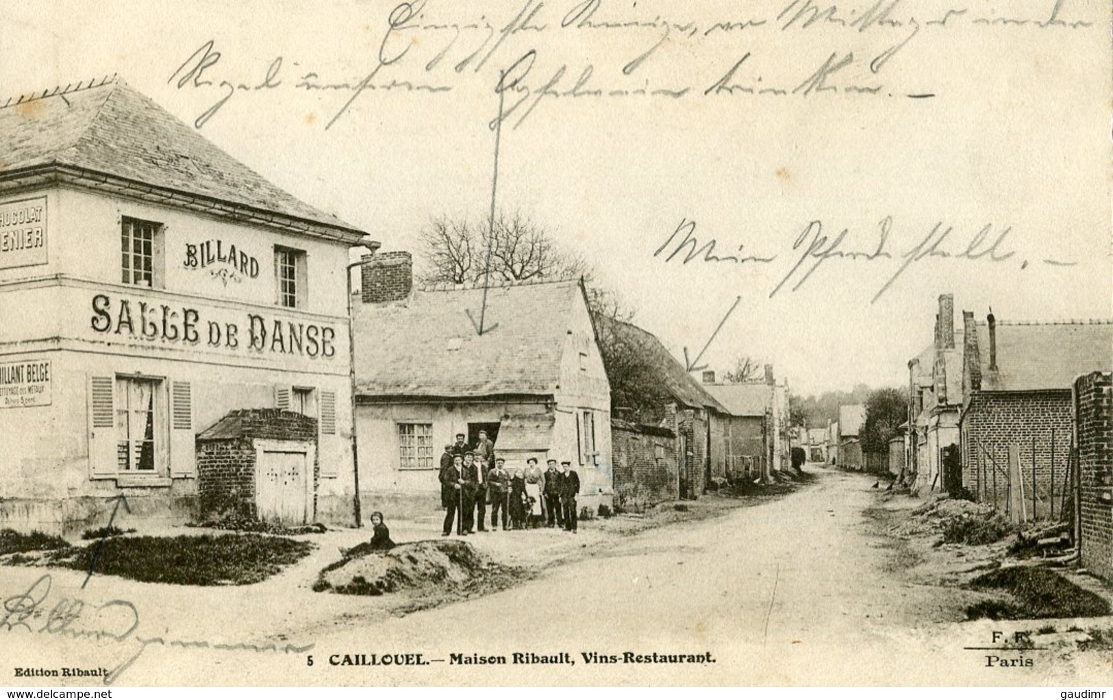 CARTE POSTALE FRANÇAISE - SALLE DE DANSE COMMERCE RIBAULT A CAILLOUEL PRES DE  CHAUNY AISNE - GUERRE 1914 1918 - 1914-18