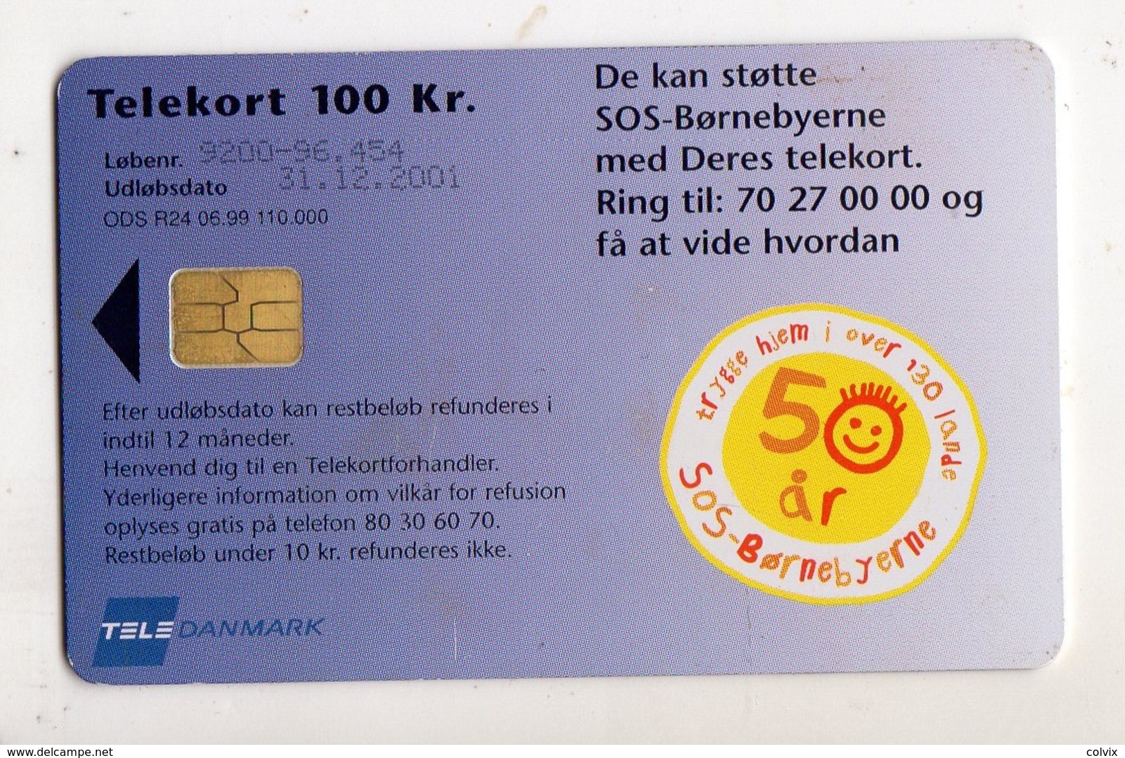 DANEMARK TELECARTE TELEKORT 100 KR Date 2001 - Denemarken