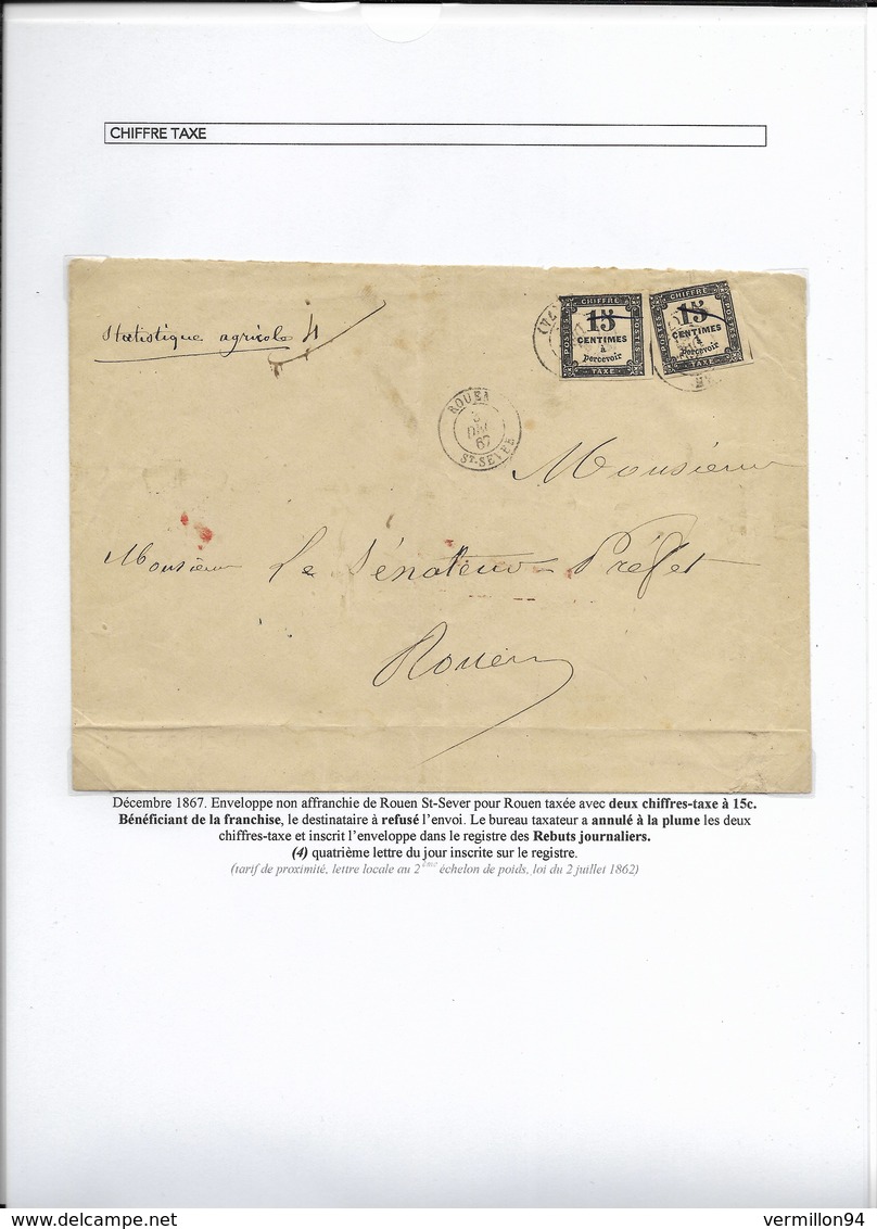 2 éme échelon Local Avec Chiffre-taxe Et Rebuts (voir Description) - 1859-1959 Covers & Documents