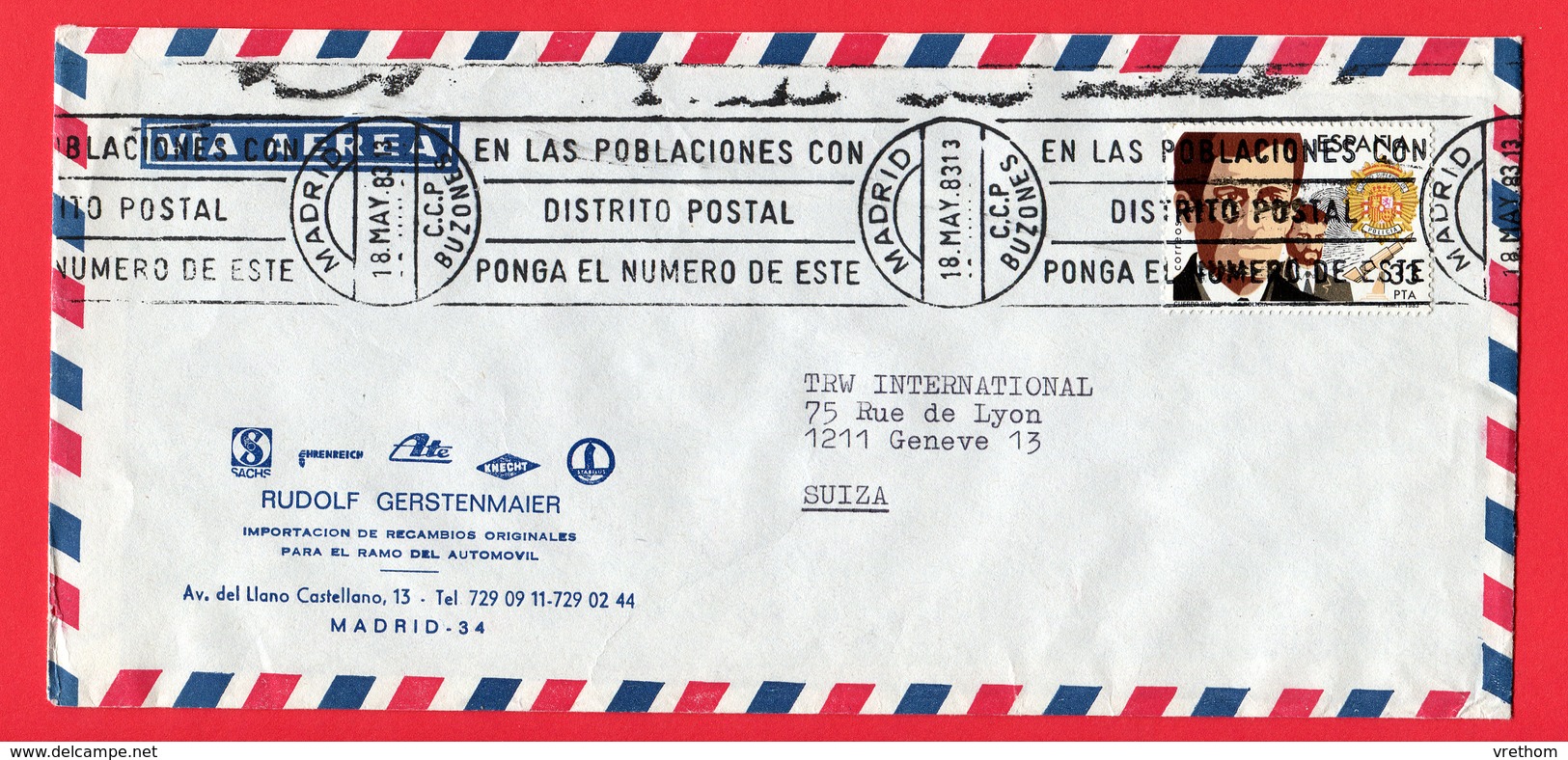 Spanien  1983   To Switzerland - Briefe U. Dokumente