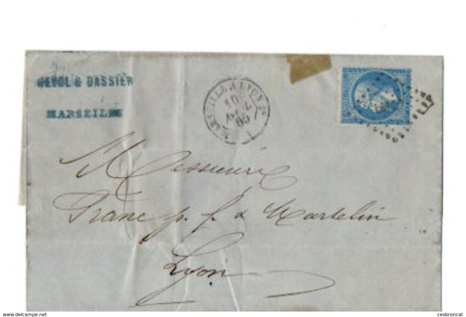 B19  1885 Lettre Marseille Pour Lyon  Ambulant - 1877-1920: Periodo Semi Moderno