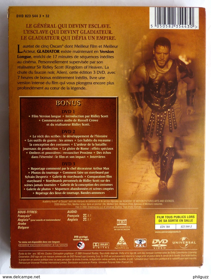 COFFRET 3 DVD ET MINI LIVRET GLADIATOR Version Longue - Histoire