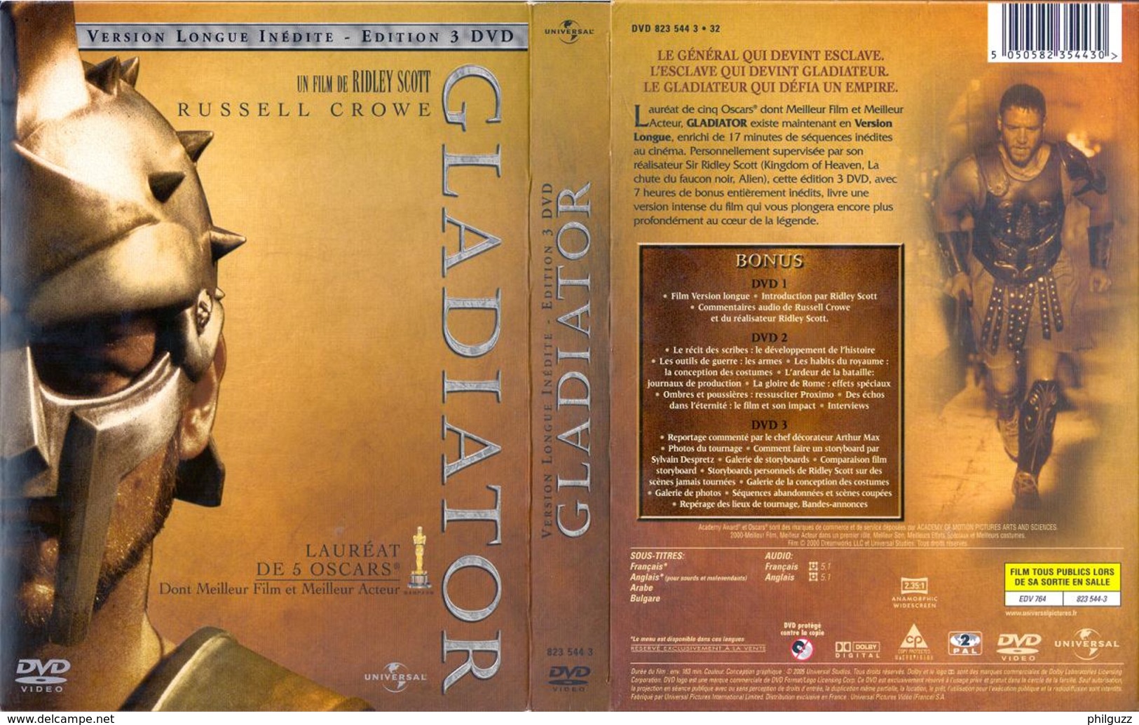 COFFRET 3 DVD ET MINI LIVRET GLADIATOR Version Longue - Histoire