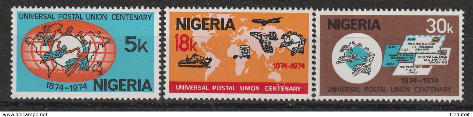 NIGERIA - N°312/4 ** (1974) U.P.U - Nigeria (1961-...)