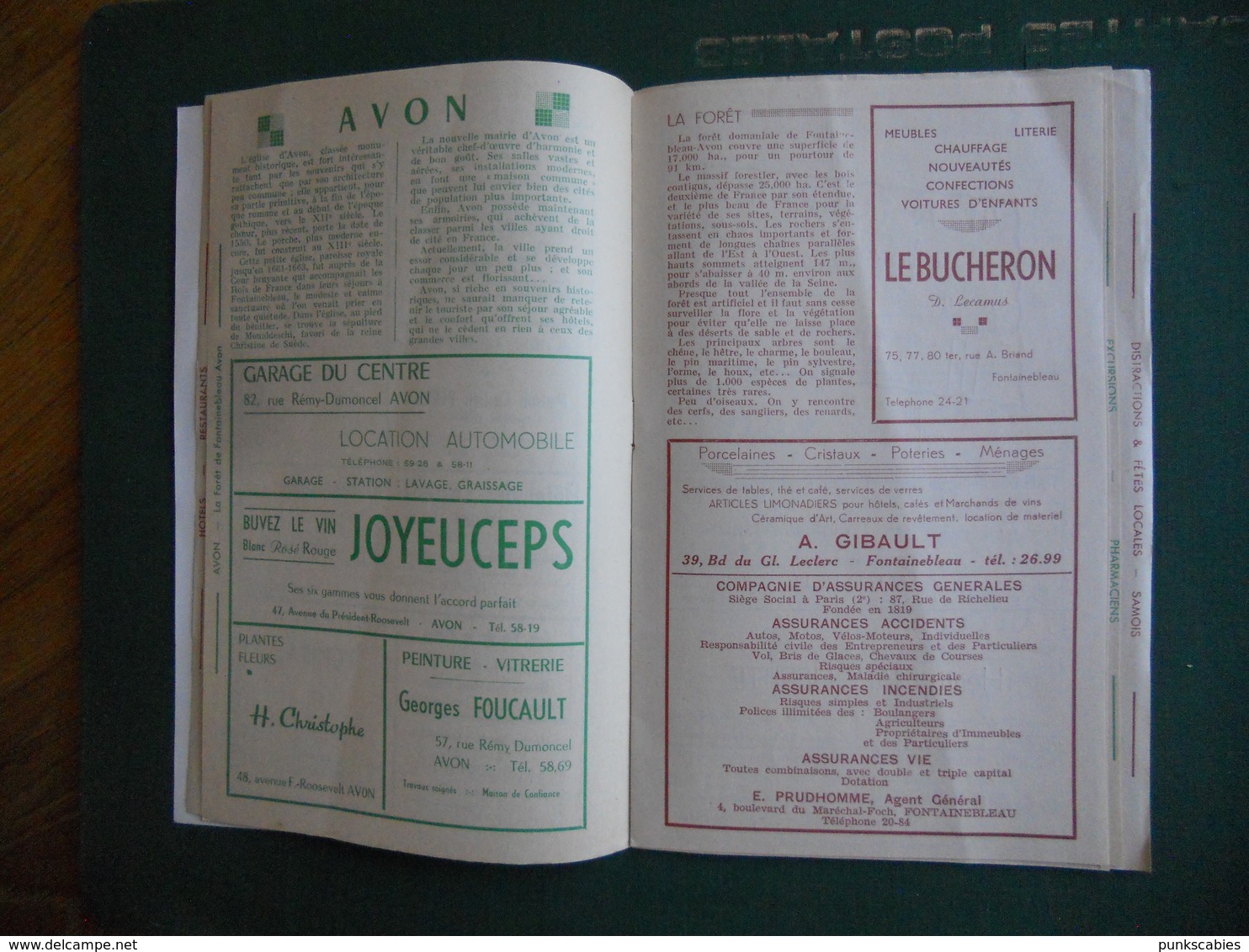 DEPLIANT PUBLICITAIRE FONTAINEBLEAU AVON SAMOIS 1951 AVEC HORAIRES DES TRAINS LEGER PLI SUR L ENSEMBLE - Advertising