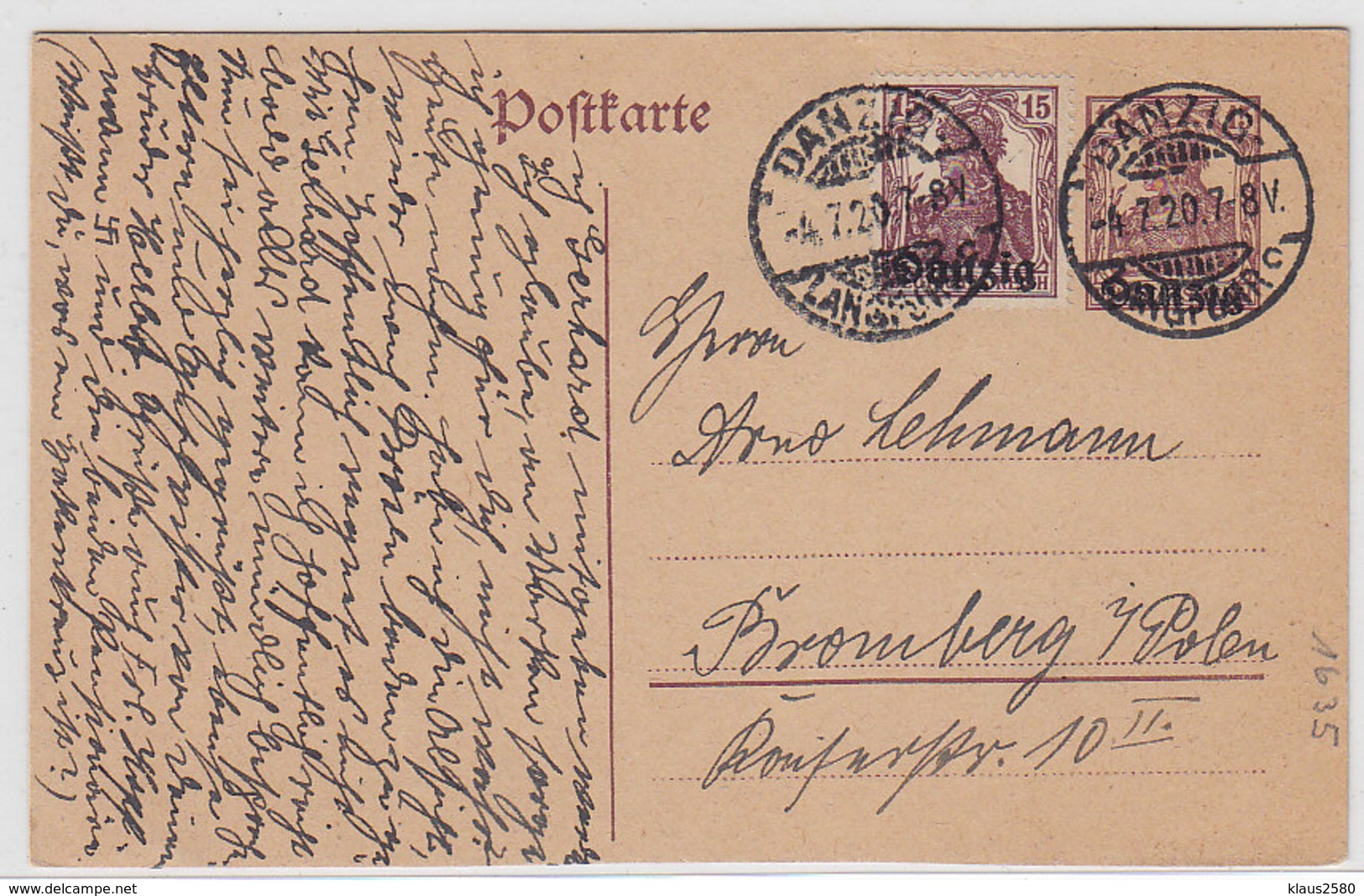 Danzig GA Mit Zusatzfrankatur - Postal  Stationery