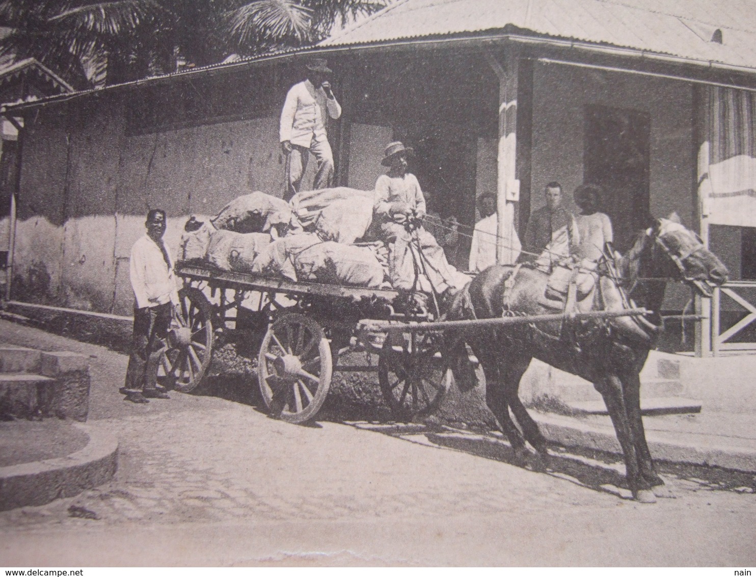 NOUVELLE CALEDONIE - NOUMEA - " DEPART D' UN COURRIER A LA POSYE , RUE RIVOLI " ------  " RARE " - - Nouvelle Calédonie