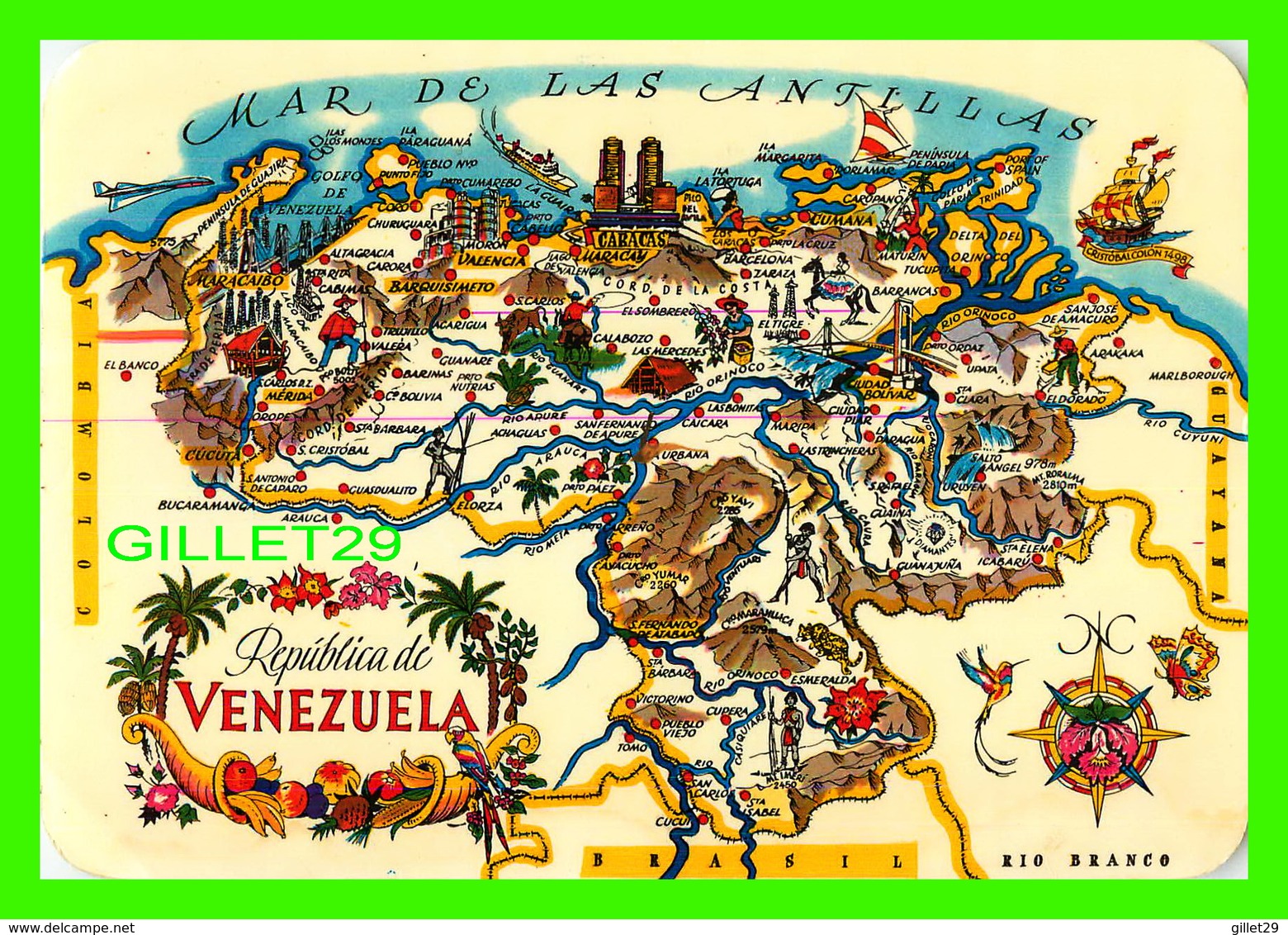 CARTE GÉOGRAPHIQUE - MAP REPUBLICA DE VENEZUELA - TRAVEL - - Landkarten