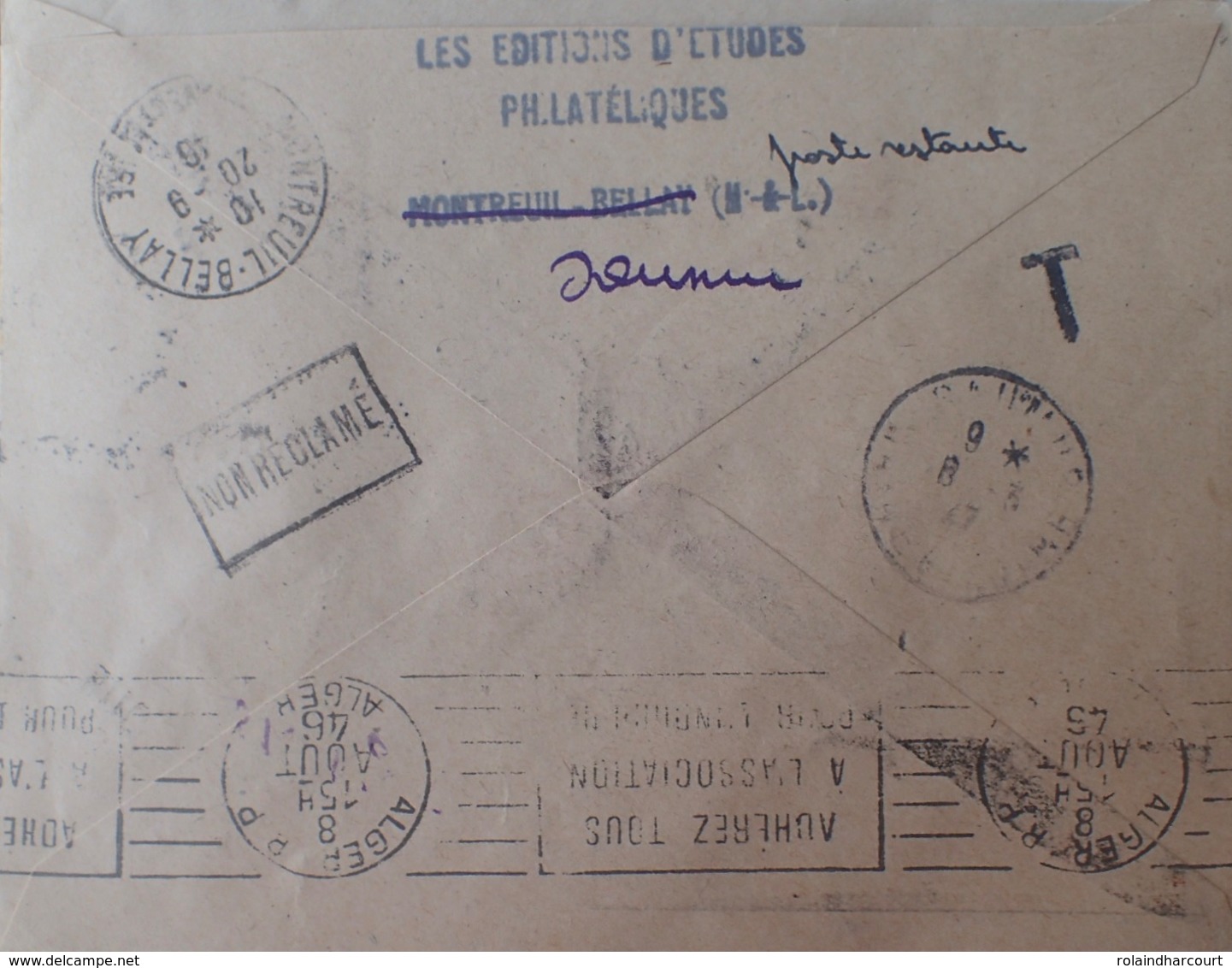 R1949/2126 - RARE ✉️ LETTRE RECOMMANDEE / GREVE DES PTT / SAUMUR 5.8.1946 à ALGER 8.8.1946 Et RETOUR - Other & Unclassified