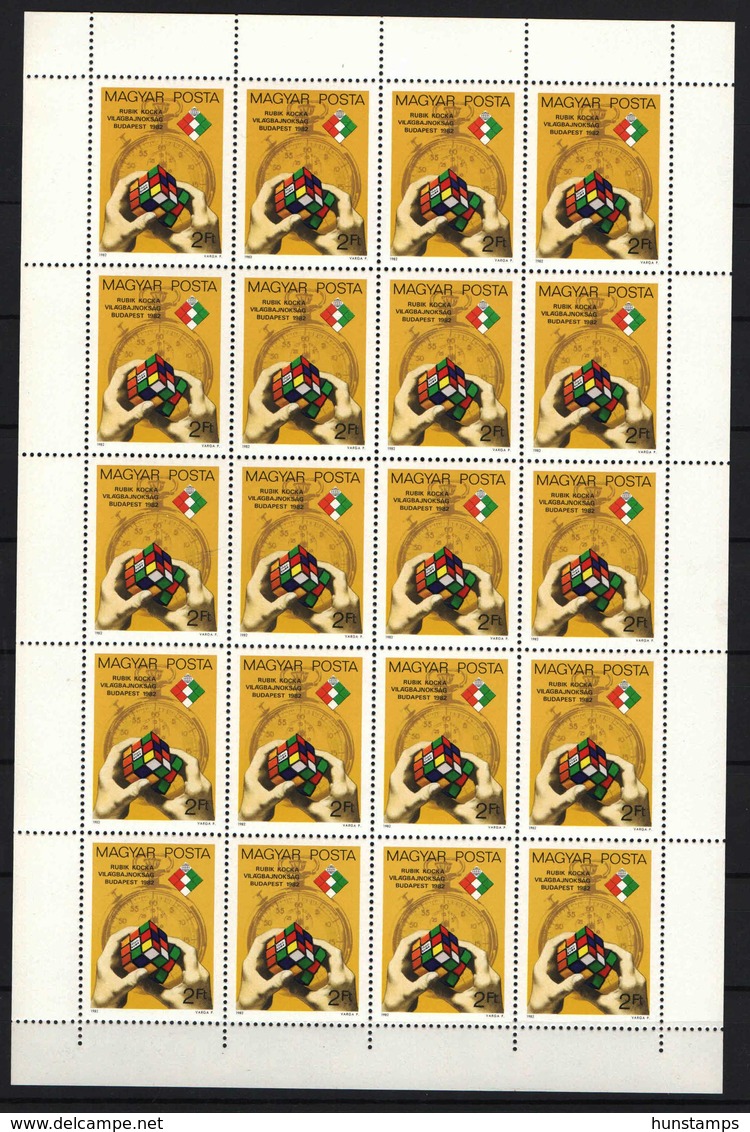 Hungary 1982. Rubik Cube Stamp On FULL Sheet ! Rare Item! MNH (**) Michel: 3565 - Volledige & Onvolledige Vellen