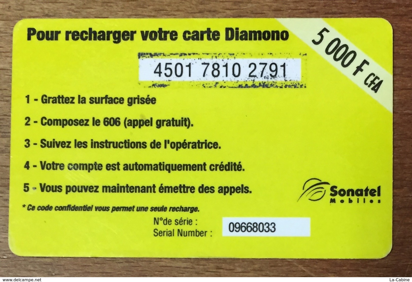 SÉNÉGAL CARTE DIAMONO FOOTBALL AMDY M. FAYE RECHARGE GSM 5.000 FCFA PRÉPAYÉE PREPAID PHONECARD - Senegal