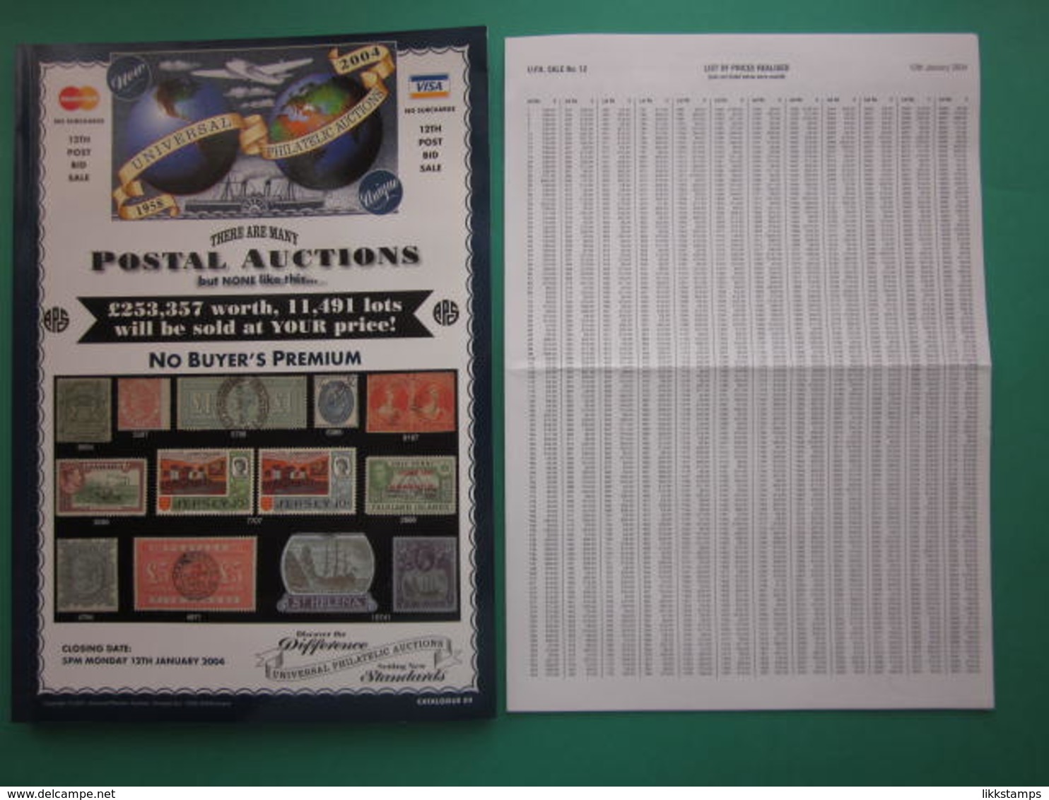 UNIVERSAL PHILATELIC AUCTIONS CATALOGUE FOR SALE No.12 On MONDAY 12th JANUARY 2004 #L0168 - Catalogi Van Veilinghuizen