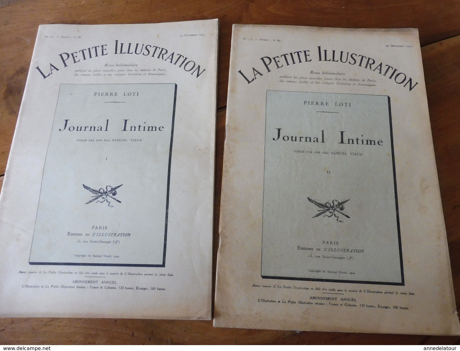 JOURNAL INTIME (Pierre Loti)  Publié Par Son Fils Samuel Viaud   (année 1924) Document I Et II ...à Suivre - Biographie